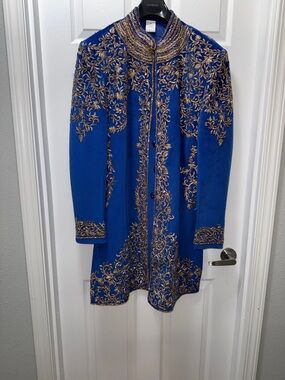 Royal Blue Long Embroidered Sherwanis